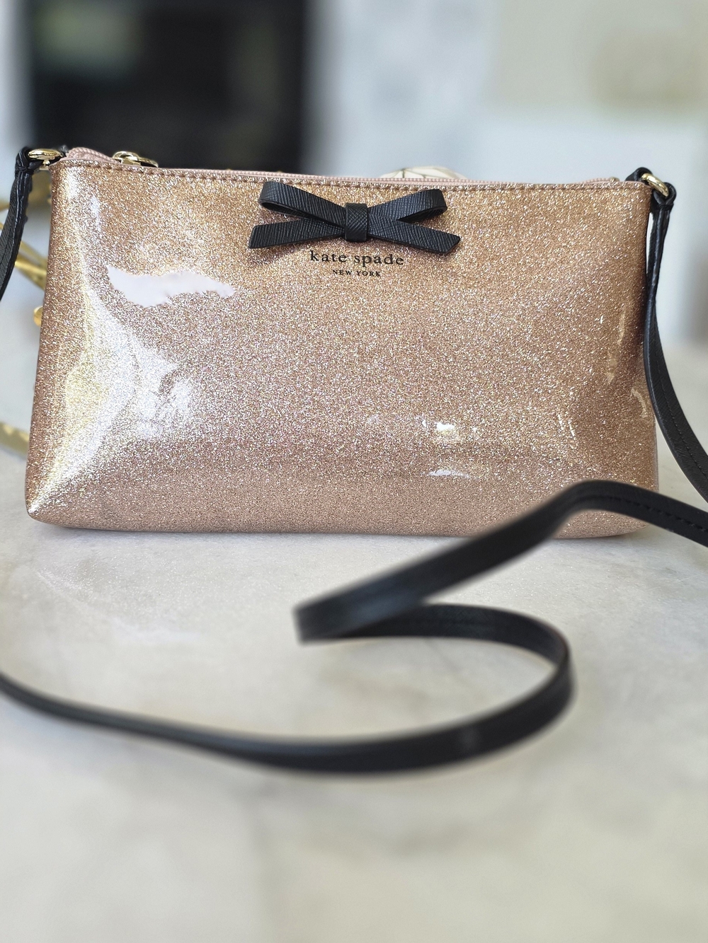 Kate Spade Mavis Street Amy Glitter Crossbody Bag Rose Gold